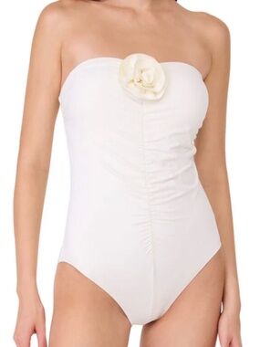 Kate Spade Bandeau One Piece Swimsuit - Rosette Cream XL NWOT